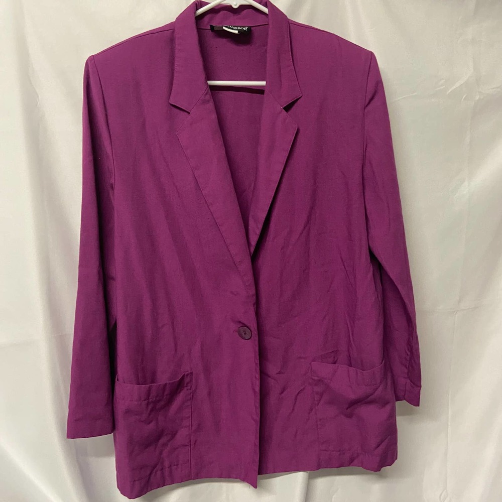 Sag Harbor Blazer Orchid Removable Shoulder Pads 1 Button 2 Pockets Size 16